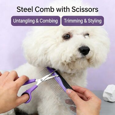 Набір для догляду за шерстю собак та котів (9 шт.): триммер для кігтів, щітка-вичесалка, купальна щітка, скребок для шампуню та аксесуари для грумінгу для короткошерстих та довгошерстих тварин