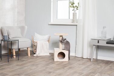 Дряпка для котів TRIXIE Zamora 60 см, бежева – котячий будиночок, зручна лежанчинка, стабільна конструкція