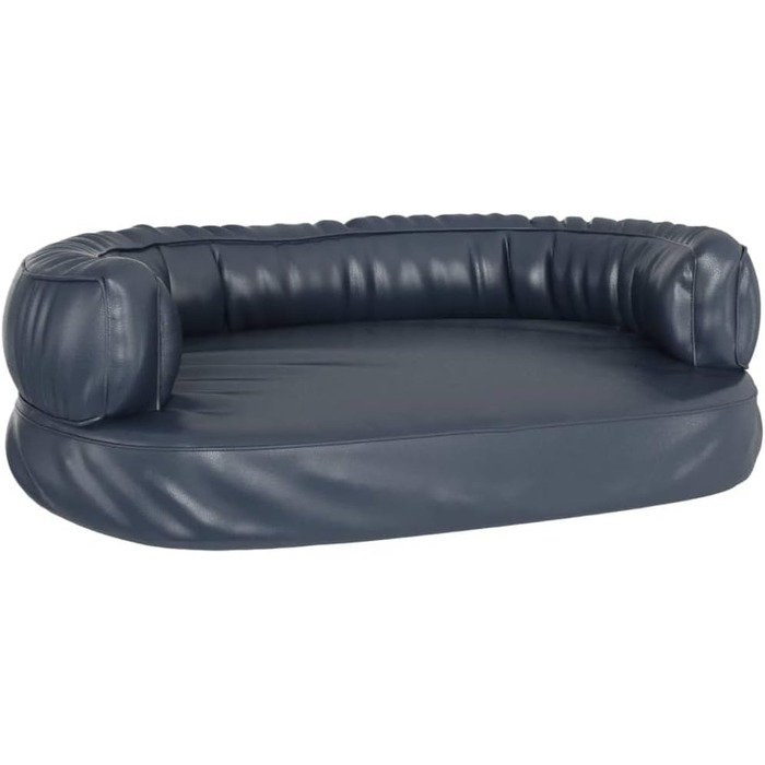 Крісло-ліжко для собак VidaXL, ергономічне, з пінополіуретану, темно-синього кольору, 75x53 см, з штучної шкіри