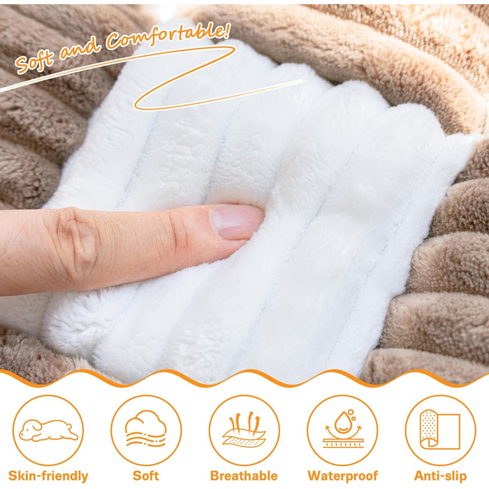 Незсувний авточохол для собак, килимок для домашніх тварин на заднє сидіння, водонепроникний та стійкий до подряпин килимок для подорожей, м'який захист для автомобілів, вантажівок та позашляховиків (63 x 138 см), в клітинку, темно-коричневий