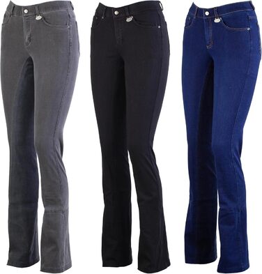 Лазура - жіночі рейтузи Джодхпур Діна | Джинсові рейтузи з повним обтягом | Дихаючі та еластичні рейтузи з повним обтягом | Джинсові рейтузи з 5 кишенями | Рейтузи для верхової їзди в 3 кольорах | Розміри 36-46 40 Джинсовий блакитний/Нічний блакитний