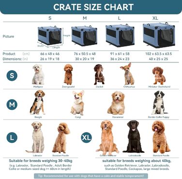 Клітка для собак Petsfit: складана переноска з регульованим чохлом та металевим каркасом. Підходить для собак великих, середніх та маленьких порід. Легка у зберіганні.