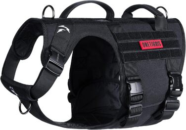 Шлейка для собак OneTigris з металевою пряжкою, тактична шлейка для великих собак, регульована, чорна, M