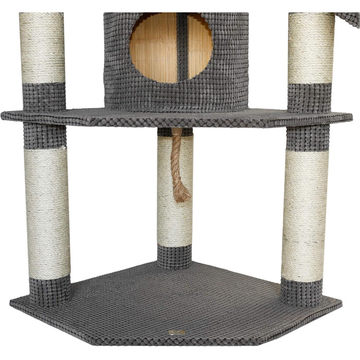 Драбина-кіготь для котів Bontoy Betty Pro сірого кольору, 65x65x176 см, з 12 см сизалевих стовпів, великий будиночок для котів, підходить для великих котів, стабільна