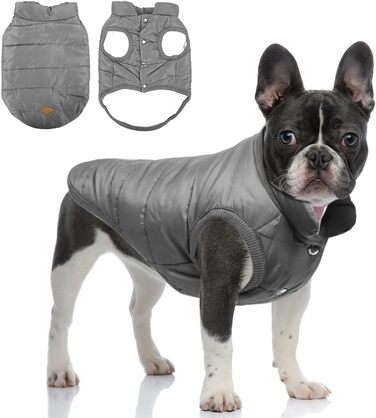 Зимовий одяг для собак Meioro: тепла куртка, жилет з флісу, зручний пуловер для маленьких та середніх собак (Сірий, S)