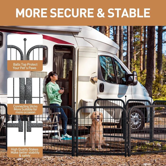 Металевий вольєр для собак Petorldog, 61 см, 16 панелей, для великих, середніх та маленьких собак, для дому та вулиці, ідеальний для кемпінгу, двору та автодому
