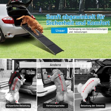 Рампа для собак FASRIOU 180x50 см, розкладна, для великих собак до 70 кг, з антиковзким покриттям, для авто, SUV, вантажівки