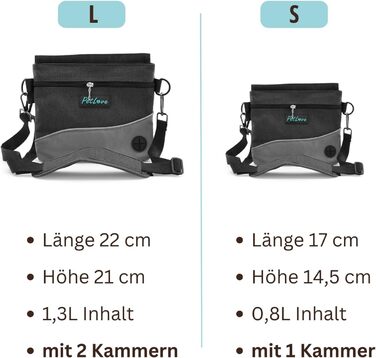 Сумка для кормів PetLove Leckerlibeutel для собак • З магнітною застібкою • З диспенсером для відходів • Можна використовувати як поясну сумку • Сіра L