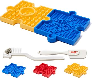 Іграшка-головоломка для собак та котів HowGo з 38+ присосками | Антиковзаюча, міцна іграшка-лабіринт з силікону без BPA | Зменшує нудьгу та тривогу (1 шт, Червоний) (2 Синій Жовтий)