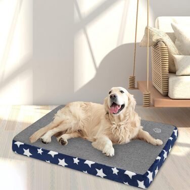 Лежанка для собак EMPSIGN, м'яка подушка для песиків, підходить для клітки, водовідштовхувальна, знімний та пральний чохол, розмір XL (107x71x6.6 см), колір блакитний