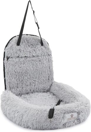 Ортопедичний автокрісло для собак Pfoten&Nasen® 2 в 1 - для великих, середніх та маленьких собак. Автоматичне ліжко, автокрісло, кошик для собак. Сірий, 41x50x33 см