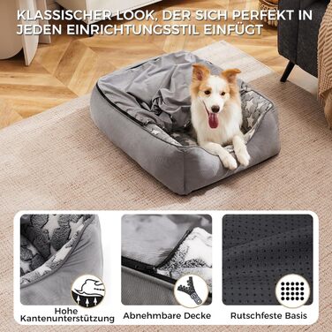 Крісло-будиночок для собак та котів, маленьке, 53x50x17 см, сіре. Знімний коврик, м'яке та тепле, з високими бортиками, придатне для маленьких собак та котів, легко миється.