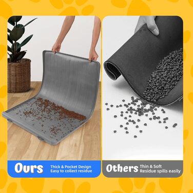 Килимок для годування собак - 99 x 68 см, великий силіконовий килимок для тварин з кишенею для сміття та високими бортиками, вологостійкий килимок для собак та котів, запобігає розливанню, 39''x27''