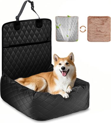 Крісло-підвищувач для собак у машину 2-в-1 з підкладкою та ременем безпеки (Чорний, M)