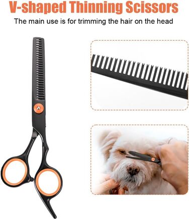 Набір ножиць для грумінгу собак, 7-в-1. Безшумні ножиці для догляду за шерстю собак та котів з безпечними закругленими кінцями
