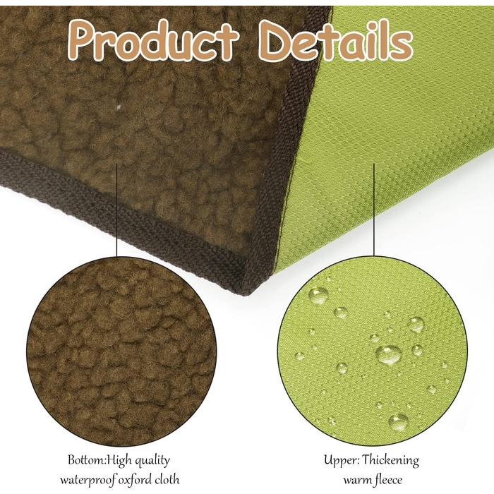 Зручна килимок-підстилка для собак та котів: водонепроникна, м'яка, для подорожей, 100 x 70 см (зелена)