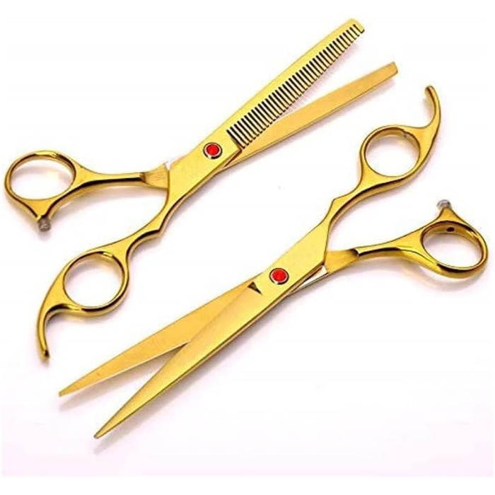 Професійна ножиця для собак, вигнута ножиця, ножиці для грумінгу собак, професійний набір ножиць для собак, прямі та вигнуті ножиці для фінальної обробки (золотий колір, 18 см)