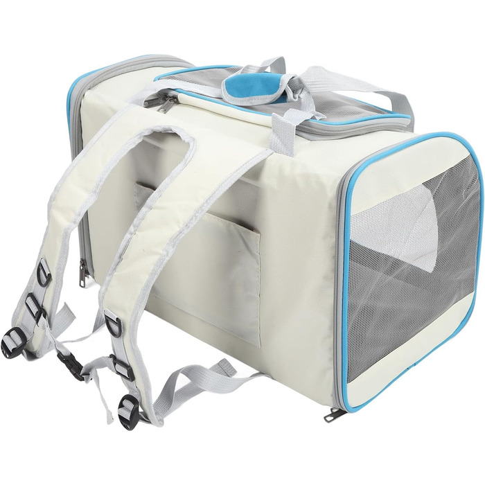 Транслювач для тварин XOYIXOYI, дихаючий рюкзак-переноска для котів та собак, велика місткість, легкий у догляді, для прогулянок на вулиці (білий та блакитний)