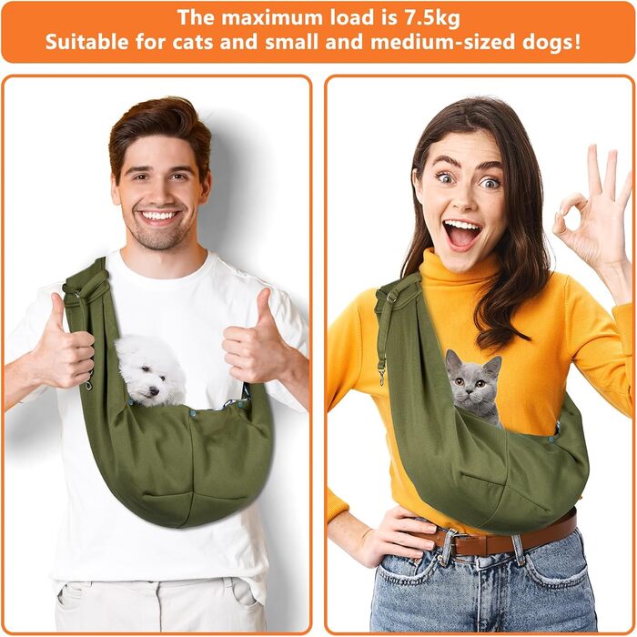 Сумка-переноска для собак Coolzon, для маленьких собак і котів, до 7 кг, зелена