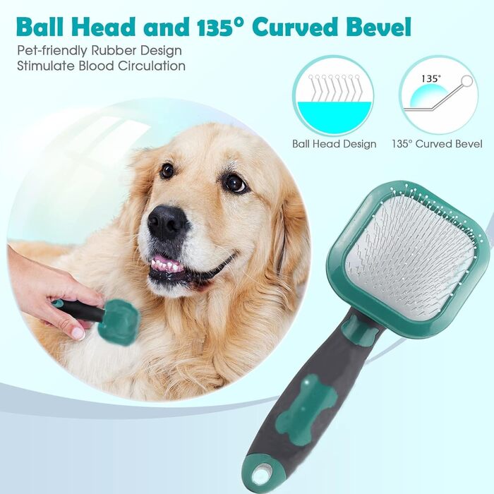 Щітка для собак і котів Zupfbürste: м'яке очищення, для боротьби з випаданням шерсті, підходить для цуценят, Yorkie, Пуделів, кроликів, котів, зелена