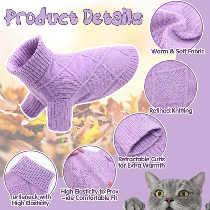 Пуловер для собак EMUST великих порід, еластичний, з рукавами, теплий, для осені та зими, зелений (XXXX-Large, фіолетовий)