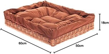 Корзина для собак та котів з ротангу, лежанка, гніздо, 60x50x18 см (натуральний колір)