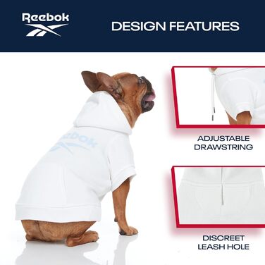 Reebok флісовий худі для собак з капюшоном, теплий зимовий светр із отвором для повідка, преміум одяг для маленьких, середніх і великих собак