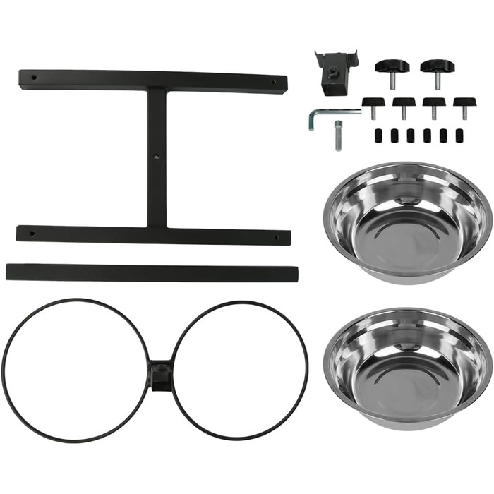 Підвищений годівниця для собак та котів 2-в-1, 4 регульовані висоти, підставка Anti-Slip з нержавіючої сталі, для всіх порід (1-2 миски)