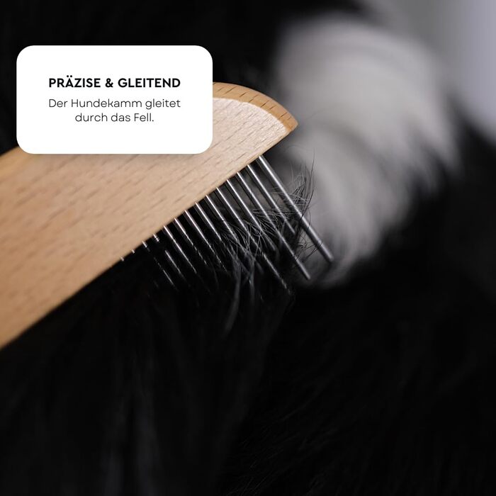 Гребінець для собак HeyBruno з обертовими металевими зубцями, для довгошерстих та великих собак, з дерева