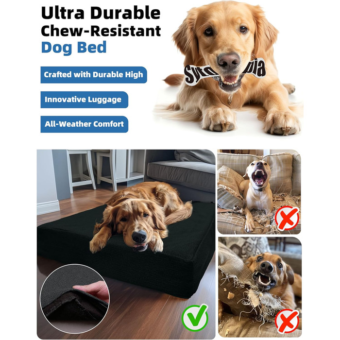 Крісло-ліжко для собак Sytopia XXL, водонепроникне, кошик, 59 кг, для великих собак, для дому та вулиці, 127 см (Чорний)