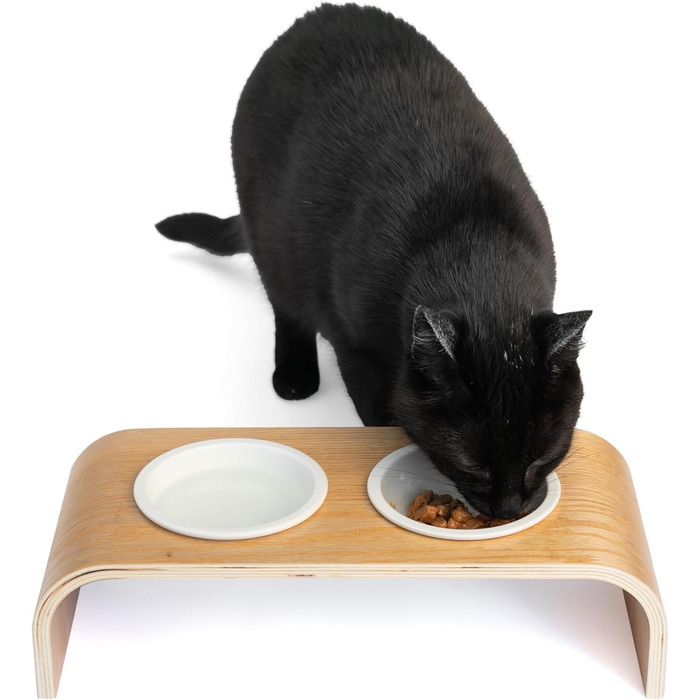 Набір мисок для котів та маленьких собак Neustein: 4 миски (2+2), 250 мл, кераміка, бамбук