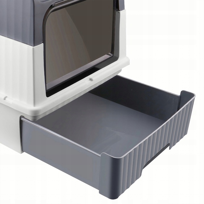 Закритий лоток для котів Globani, сірий, з підсвіткою та висувною шухлядою, 39x35x37 см