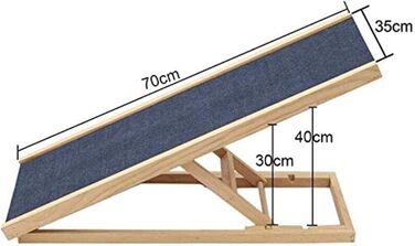 Дерев'яна пандус для собак і котів, 70 см, регульована висота, для ліжка, дивану, автомобіля