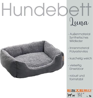 Крісло-лежанка для собак ESTEXO, лежанка для тварин, м'яке гніздо для собак, 60x48x18 см, темно-сірий/сірий колір