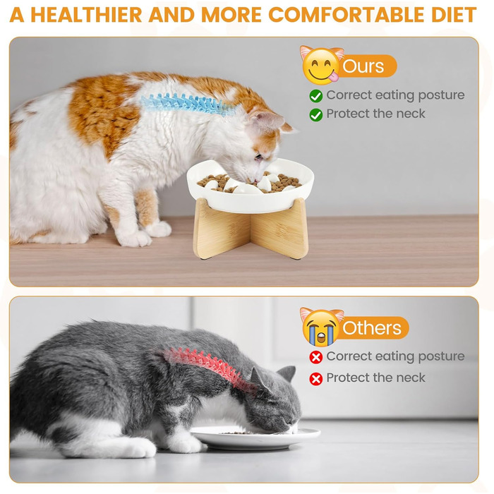 Миска для котів Happy Hachi з підняттям, керамічна, для повільного годування, протиковзаюча, для котів та маленьких собак (зелена)