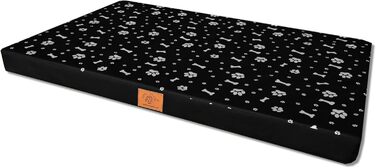 Ортопедичне собаче ліжко Odolplusz для великих собак | М'яке собаче ліжко для середніх та великих собак | Собача матрацна подушка знімний чохол | (100x70x7см, Чорний, Мотив кісток)