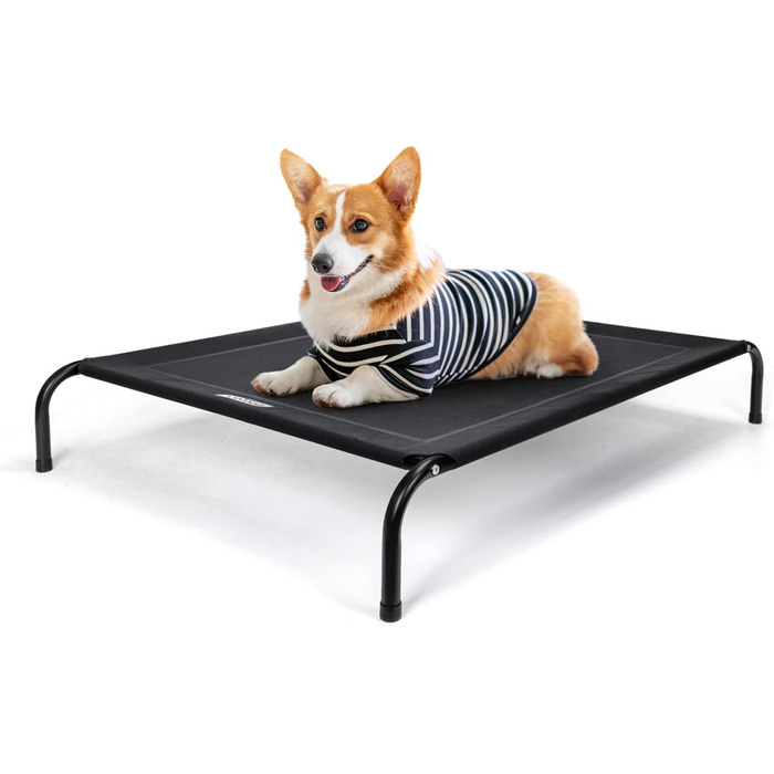 Підвищене лежак для собак Nobleza Hundeliege Outdoor, розмір M, 105x80x20 см, для відпочинку на вулиці, кемпінгу, чорний