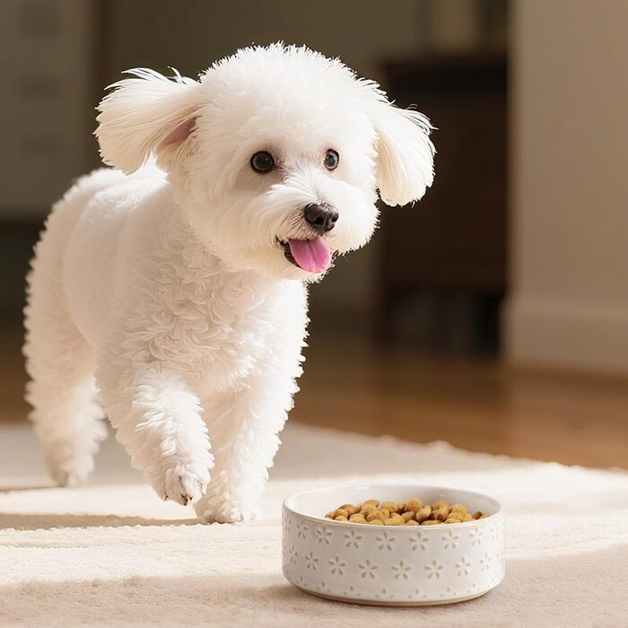 Миска для собак Malacasa з підставкою з горіхового дерева, 450 мл, подвійна миска для собак та котів, для корму та води, неслизька підставка, дизайн у стилі квітки та соти (450 мл, 1 шт.)