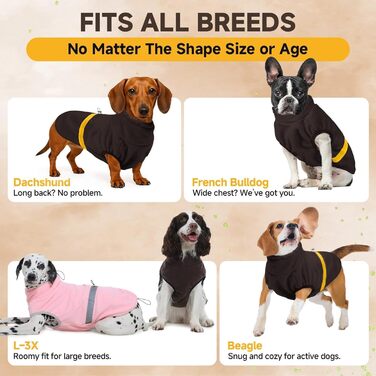 Тепла флісова жилетка для собак 5-в-1 з отвором для повідка, для середніх собак (Cocker, Spaniel), коричнева