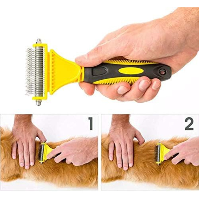 Професійна щітка для вичісування собак Kamm Professional Dog Dematting Kamm - виймає ковтуни, підходить для котів, жовта