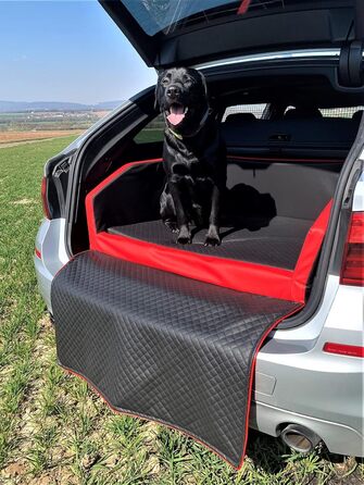 Крісло-ліжко для собак Mayaadi-Home XL Premium - 110x90x38 см | З захисною накидкою, з штучної шкіри, для автомобіля | Travel Duo чорно-червоне