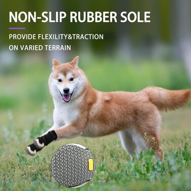 Чоботи для собак: захист подушечок лап [4 шт.], водонепроникні та дихаючі, з неслизькою підошвою та світловідбиваючим кріпленням. Підходять для малих, середніх та великих собак. Зручні чоботи для прогулянок на вулиці.