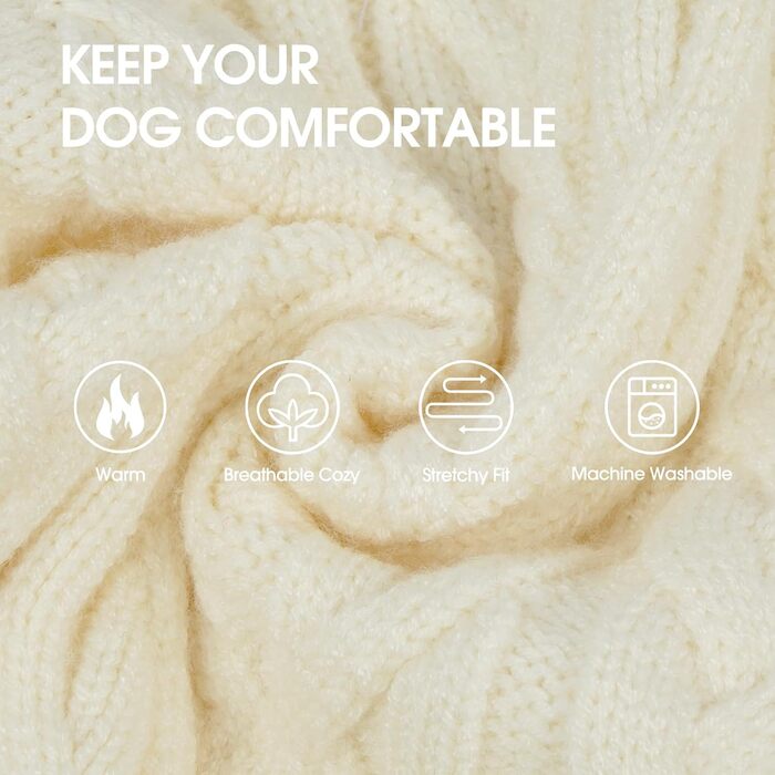 Теплий зимовий пуловер для собак великих порід IECOii, червоний, з отвором для повідка, в'язаний з косами, XXXL (71 см)