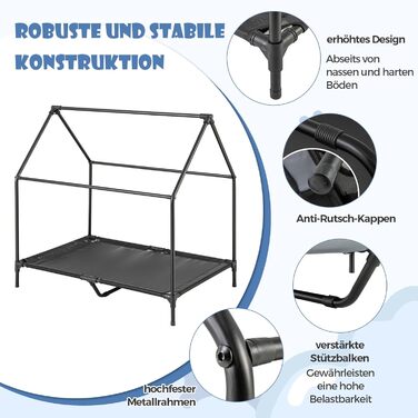 Будка для собак COSTWAY 2 в 1 з лежаком, Outdoor, сіра, 75 x 110 x 106 см