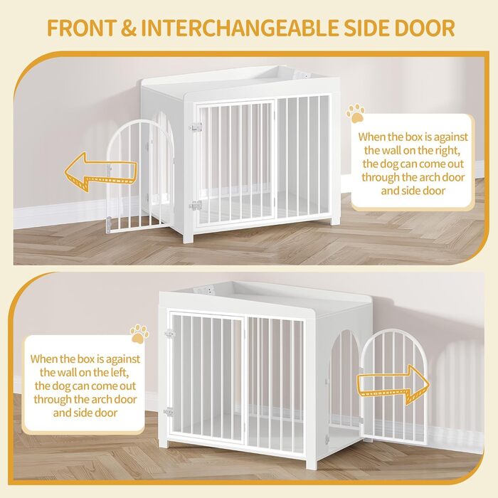 Сучасна собача будка Hzuaneri з USB та розеткою, 2 двері, 90x63x79 см, біла
