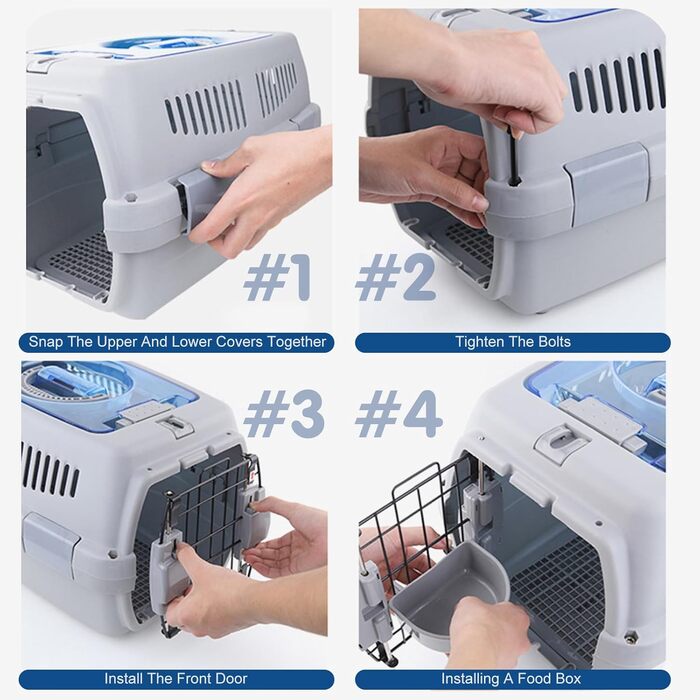 PETCUTE Транспортний бокс для собак та котів: міцний, дихаючий, з зручною ручкою, складний, до 6 кг, сірий+чорний