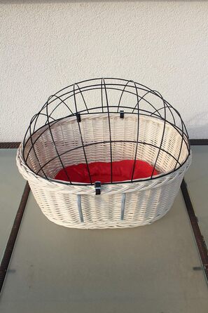 Корзина для велосипеда Marcus Hundefahrradkorb для руля з лози з металевою сіткою та подушкою, корзина для собак, корзина на кермо, корзина для покупок, натуральний (XXL з подушкою)