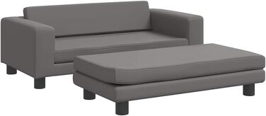 Лягушка для собак VidaXL з подовженою зоною сну, диван-софа для маленьких собак та котів, штучна шкіра, сірий колір