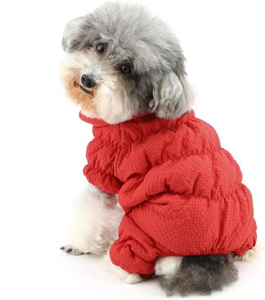 Зимовий теплий комбінезон для собак, тепла куртка-комбінезон для маленьких собак, флісова підкладка, водонепроникний, для Yorkie, Chihuahua, зелений (XL, червоний)
