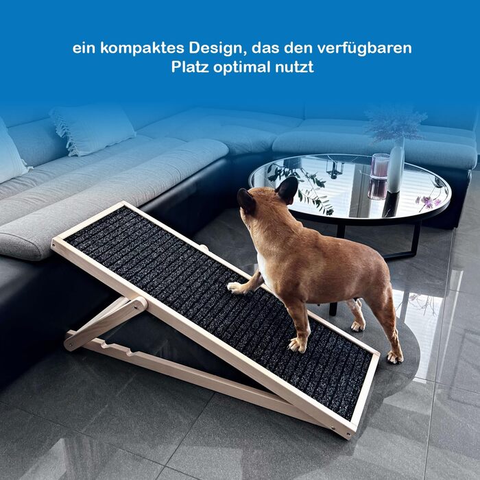 Дерев'яна рампа для собак, регульована висота, 78 см - Natural Groβ